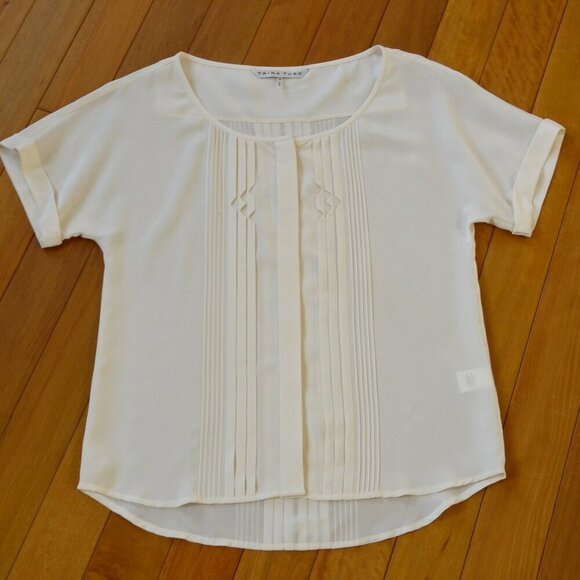 Trina Turk 100% Silk Top Blouse Pleated Women Size P - Picture 1 of 11